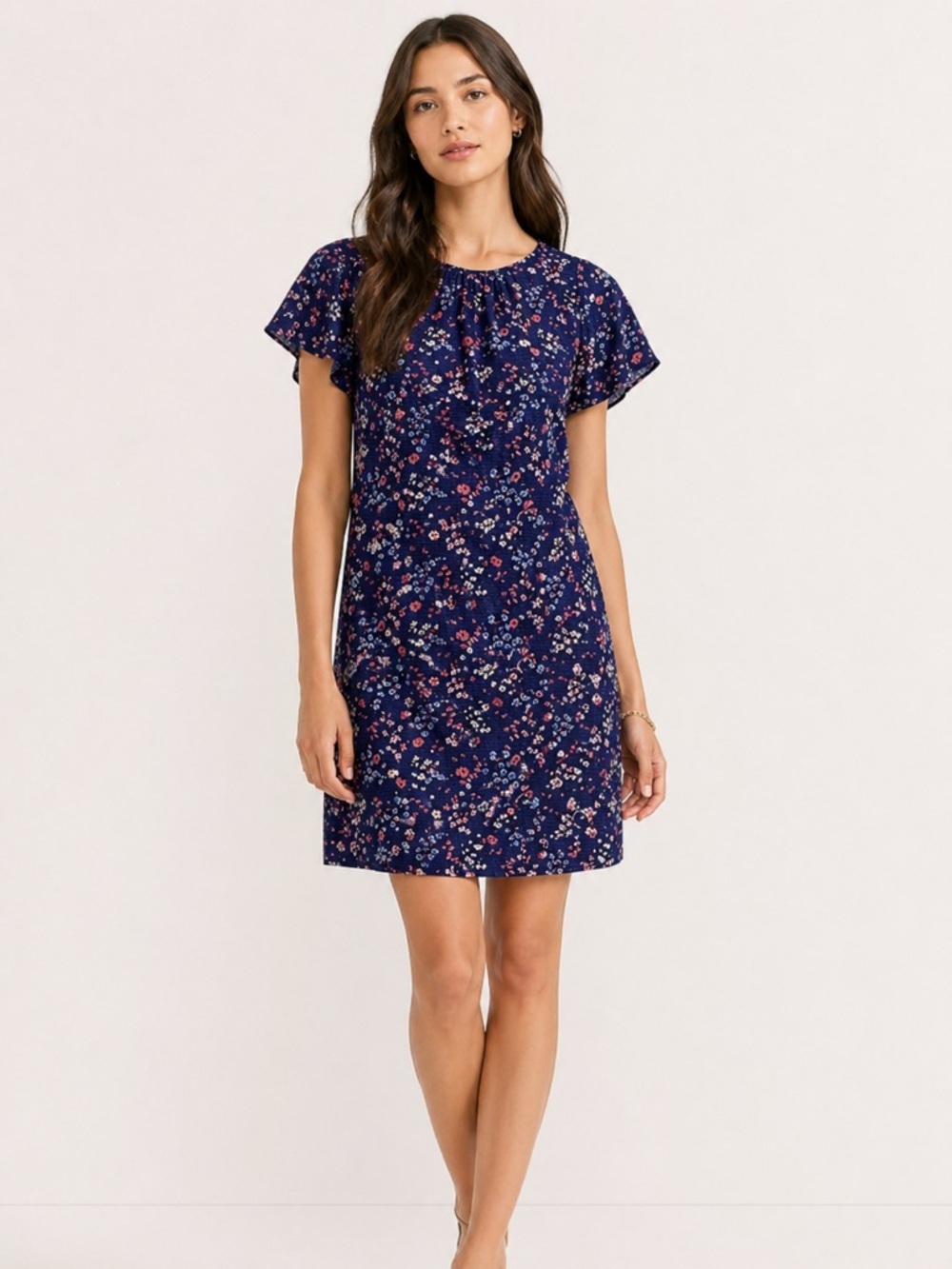 Rebecca Taylor 100% Silk Floral Print Short  Sleeve Dress